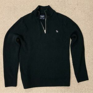 Abercrombie & Fitch Men’s Black Half-Zip Ribbed Sweater